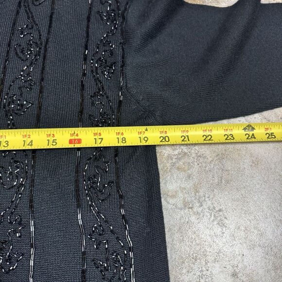 Vintage Karen Scott Evening Beaded Sweater Womens Medium Black Goth Embellished - Picture 4 of 9